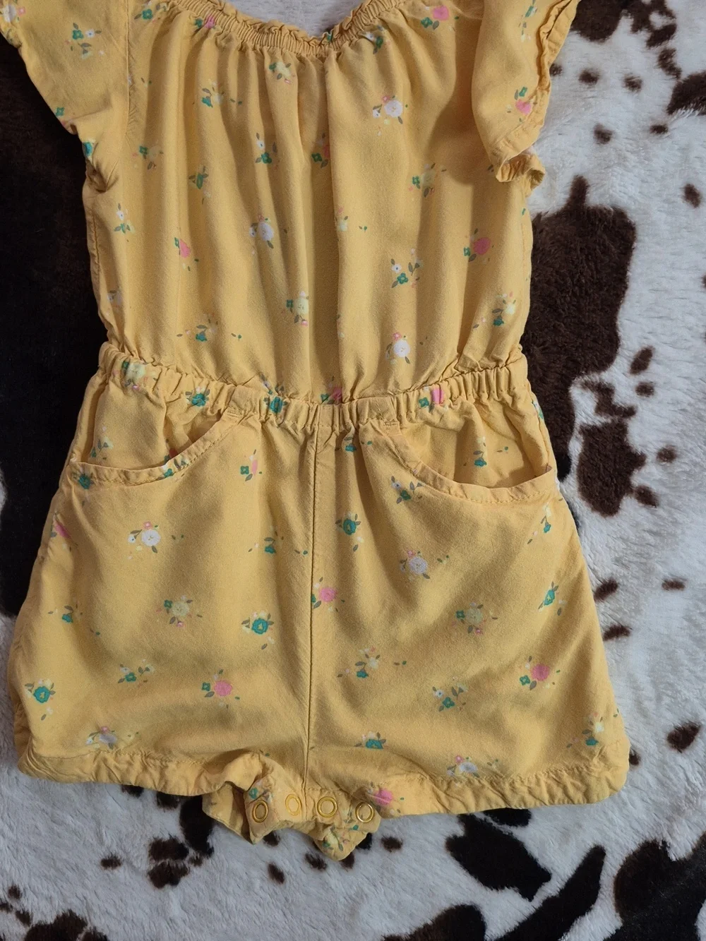 Old Navy Yellow Floral & Denim Blue Mixed Romper Bundle